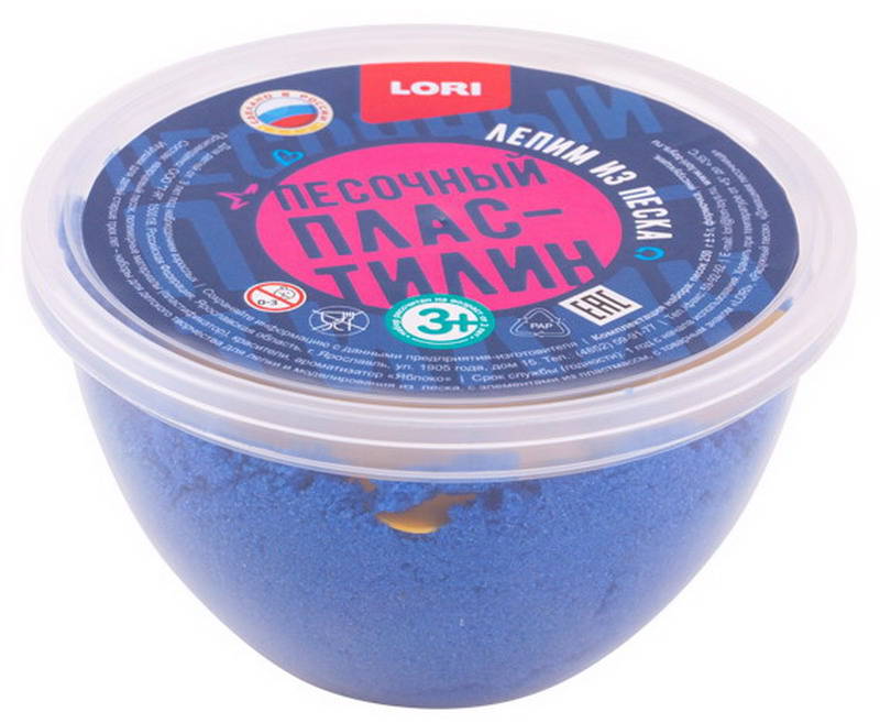 

Пластилин песочный LORI Синий 250 г, формочка