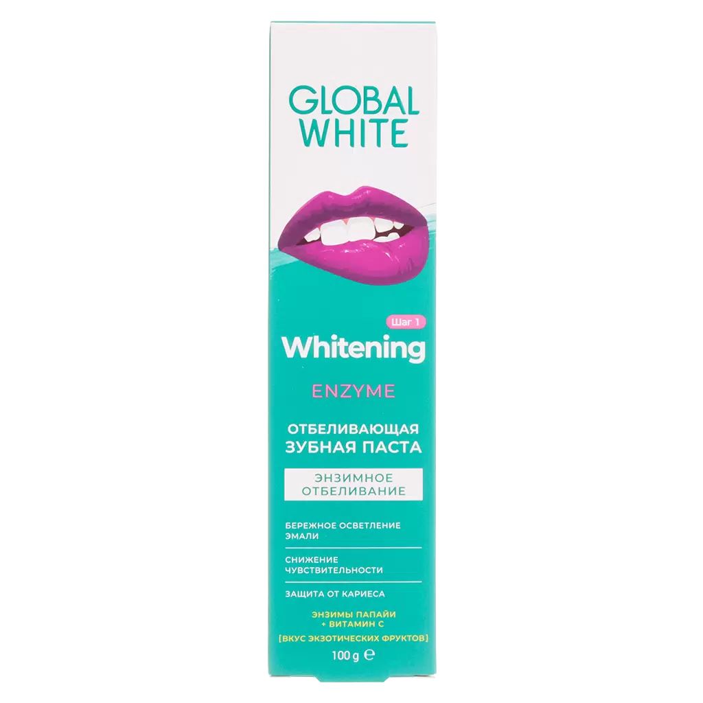 Зубная паста Global White отбеливающая, 100 г зубная паста white glo отбеливающая для любителей кофе и чая 24 грамма 12 шт