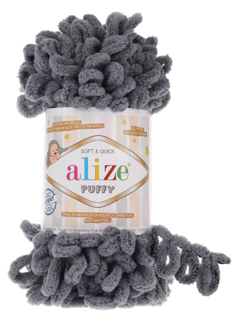 

Пряжа ALIZE Puffy (87), сталь, 5 шт. по 100 г, Серый
