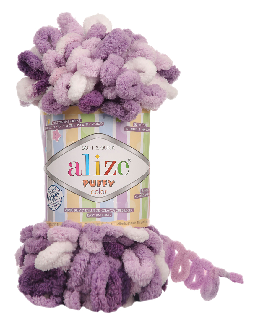

Пряжа ALIZE Puffy color (5923), сиренево-белый, 5 шт. по 100 г