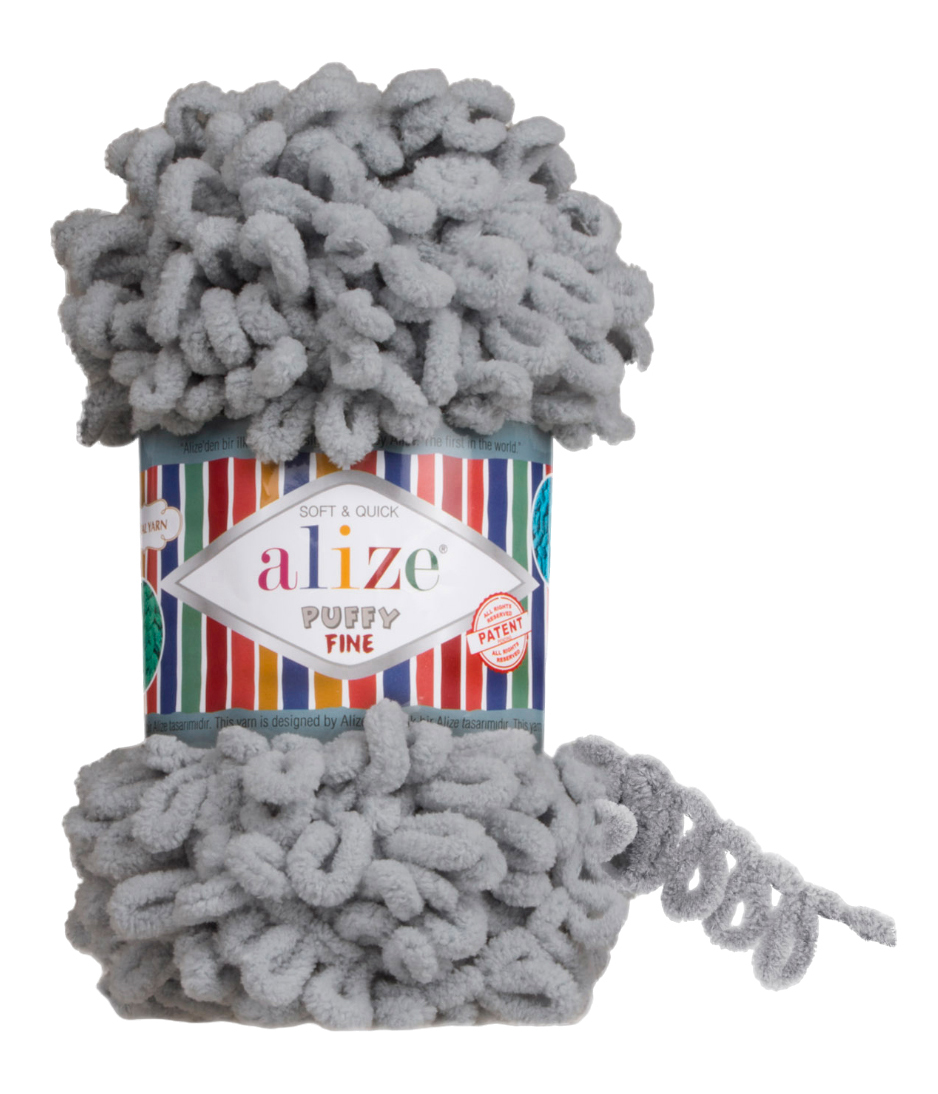 

Пряжа ALIZE Puffy Fine 14 (343), сталь, 5 шт. по 100 г, Серый