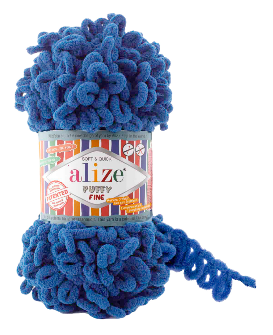 

Пряжа ALIZE Puffy Fine 14 (637), джинс, 5 шт. по 100 г, Синий