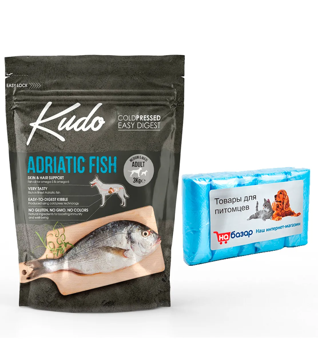 фото Сухой корм для собак kudo adriatic fish medium-max adult с рыбой, 3 кг