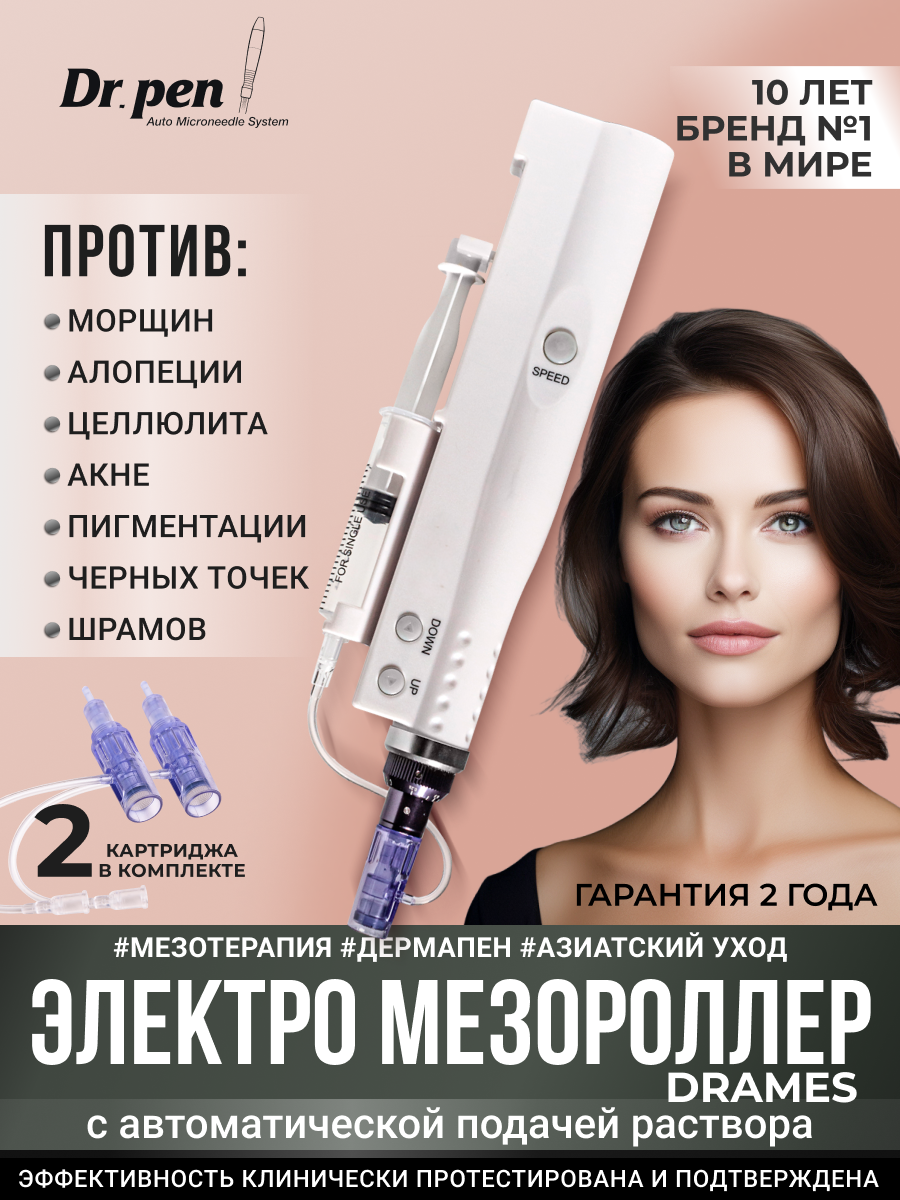 Аппарат для фракционной мезотерапии с подачей раствора белый Dr.pen DraMesW