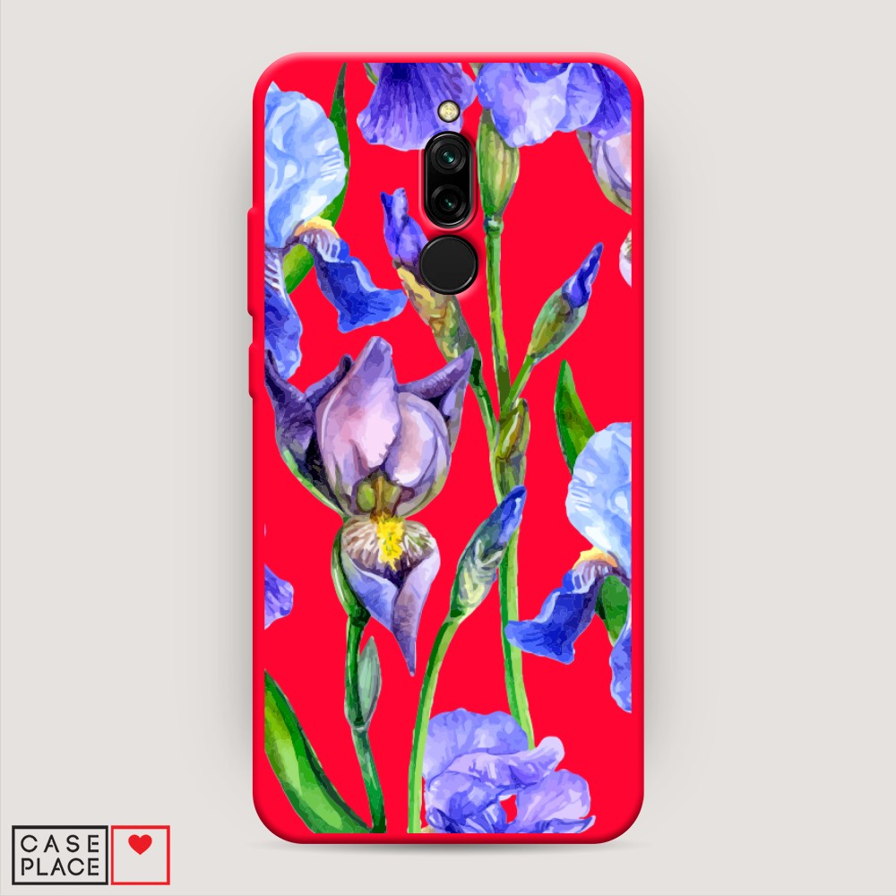 фото Матовый силиконовый чехол "синие ирисы" на xiaomi redmi 8 awog