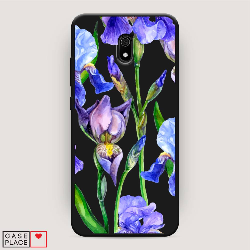 фото Матовый силиконовый чехол "синие ирисы" на xiaomi redmi 8a awog