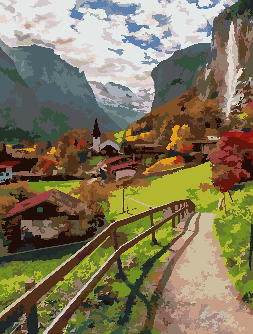 фото Картина по номерам красиво красим лаутербруннен - швейцария, 50 х 70 см