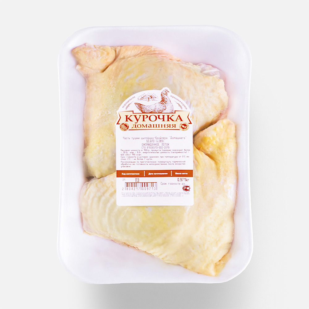 

Бедро цыплёнка-бройлера Курочка домашняя, охлаждённое, в лотке, 0,9-1 кг