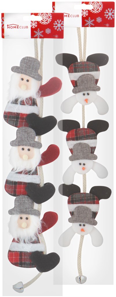 Елочная игрушка Home club Санта + снеговик для чайной свечи на веревочке 1 шт разноцветный