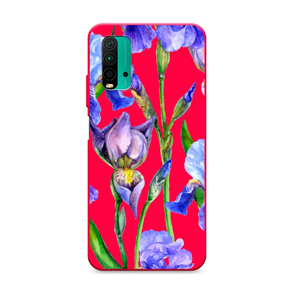 фото Матовый силиконовый чехол "синие ирисы" на xiaomi redmi 9t awog