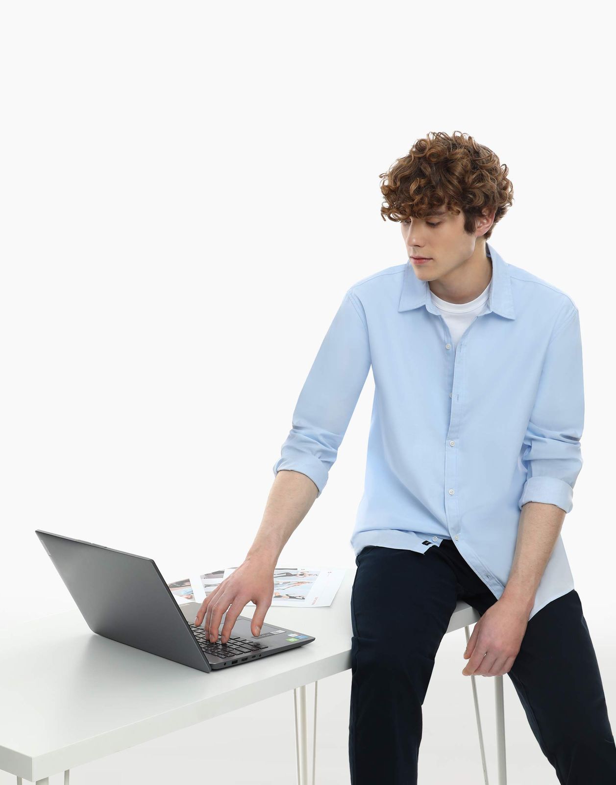 

Рубашка мужская Gloria Jeans BSU000408 голубая XS (40-42), Голубой, BSU000408