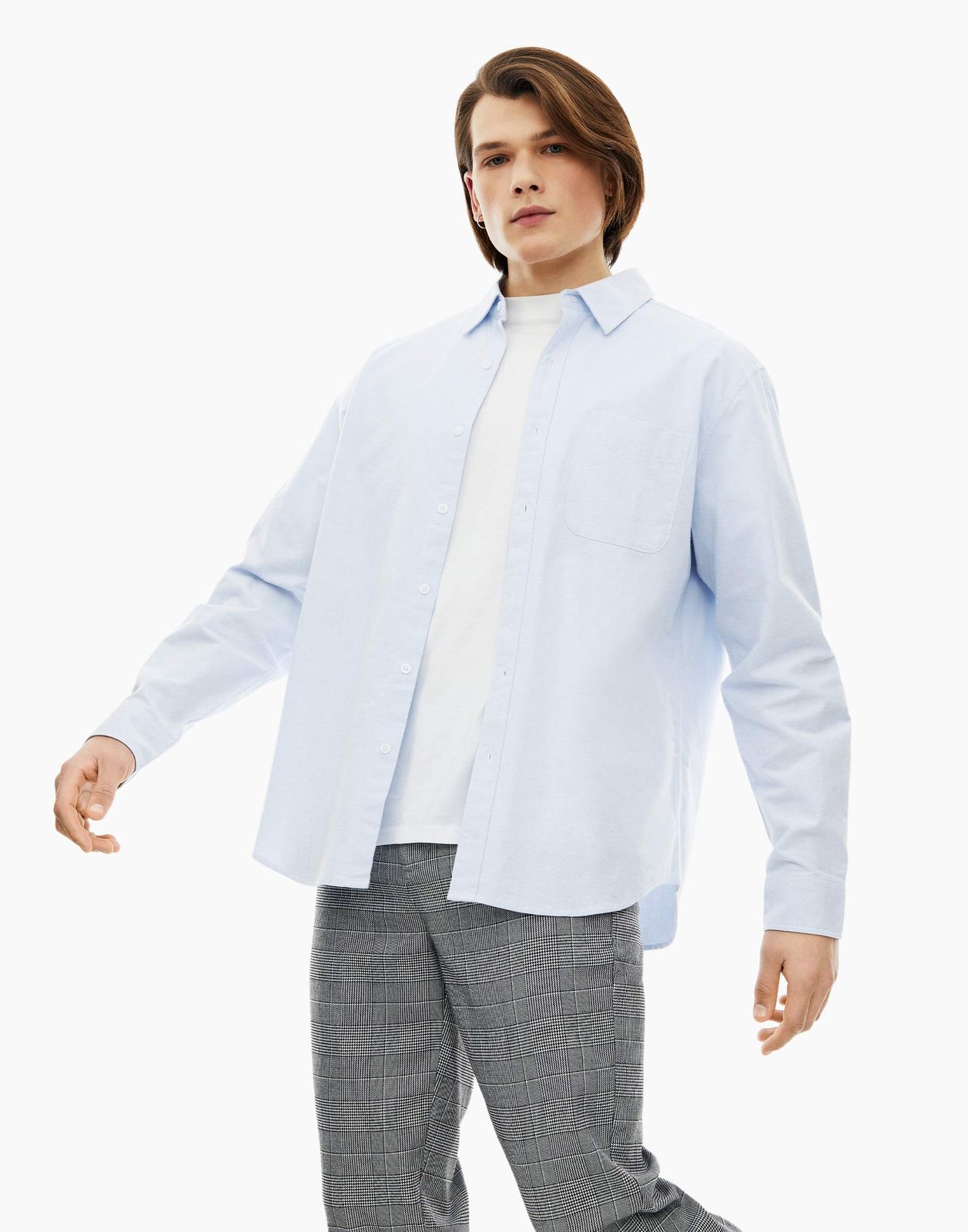 

Рубашка мужская Gloria Jeans BSU000409 голубая S (44-46), Голубой, BSU000409