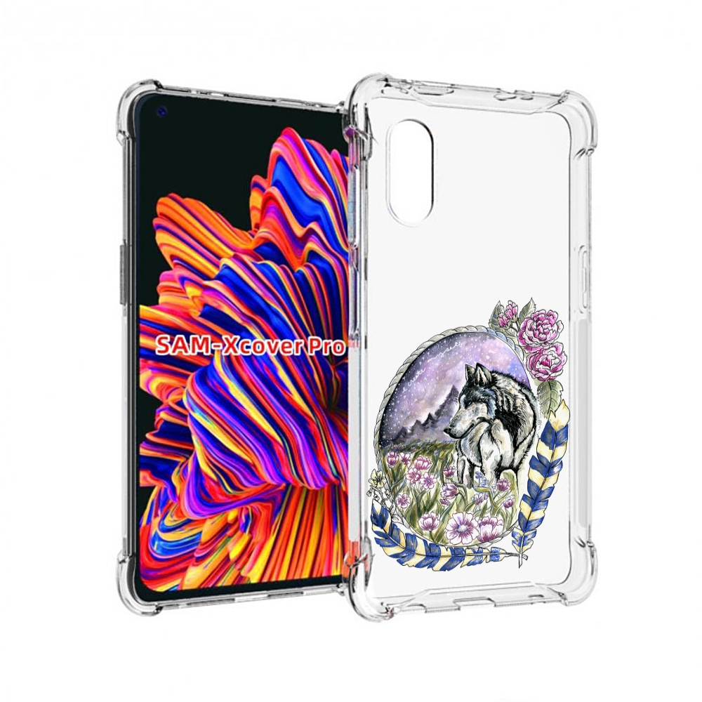 

Чехол MyPads нарисованный волк в цветах с перьями для Samsung Galaxy Xcover Pro 1, Прозрачный, Tocco