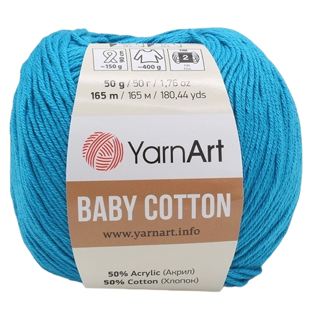 

Пряжа YarnArt Baby cotton (458), темно-бирюзовый, 5 шт. по 50 г