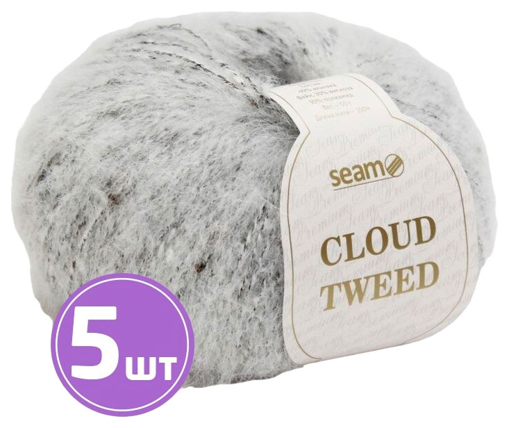 

Пряжа SEAM Cloud Tweed (10434), светло-серый меланж, 5 шт. по 50 г