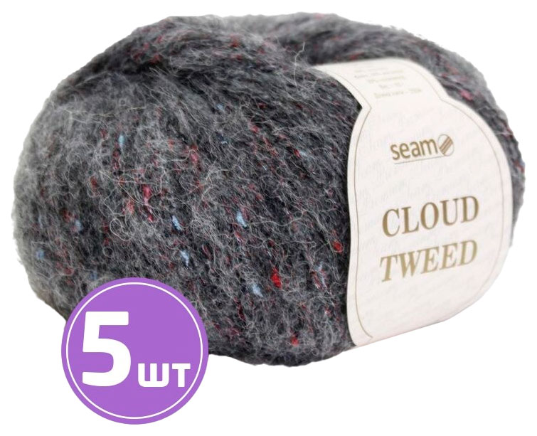 

Пряжа SEAM Cloud Tweed (45823), темно-серый меланж, 5 шт. по 50 г