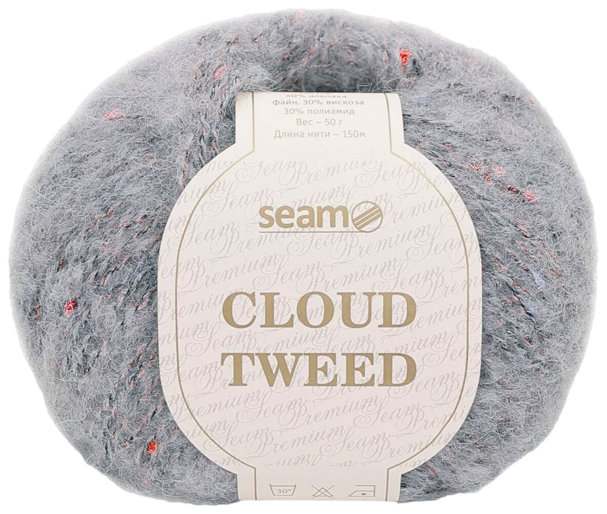 фото Пряжа seam cloud tweed (84194), серый с голубым отливом меланж, 5 шт. по 50 г