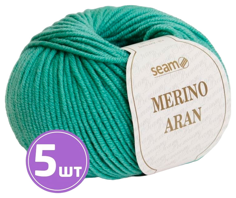 

Пряжа SEAM Merino Aran (06), мята, 5 шт. по 50 г, Зеленый