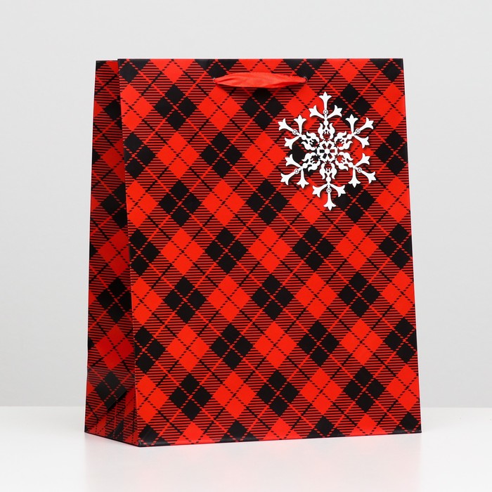 

Пакет ламинированный "Скандинавская клетка" 26 x 32 x 12, Красный