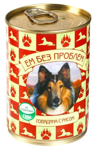 Консервы для собак Ем Без Проблем, говядина и рис, 410 г