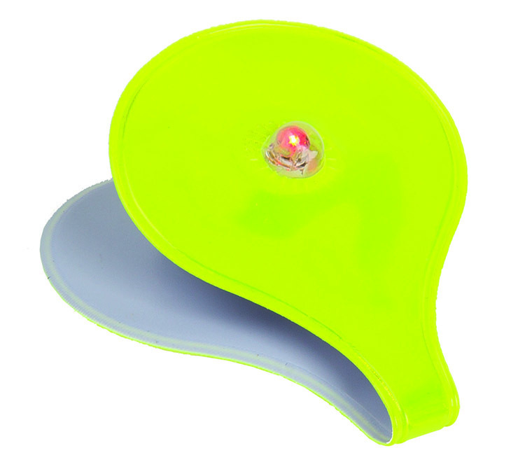 фото Светоотражающая клипса магнитная на одежду или велосипедный рюкзак желтая m-wave