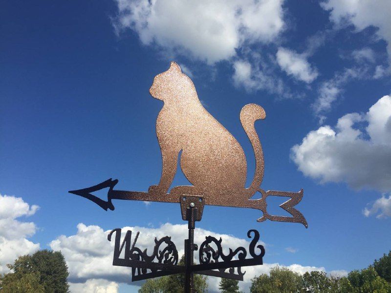 Флюгер на крышу ARNO Decor Кот 80х62 см, медный античный