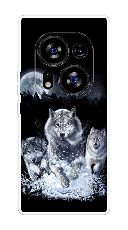

Чехол на Tecno Phantom X2/X2 Pro "Стая волков под луной", Черный;белый;серый, 303250-1