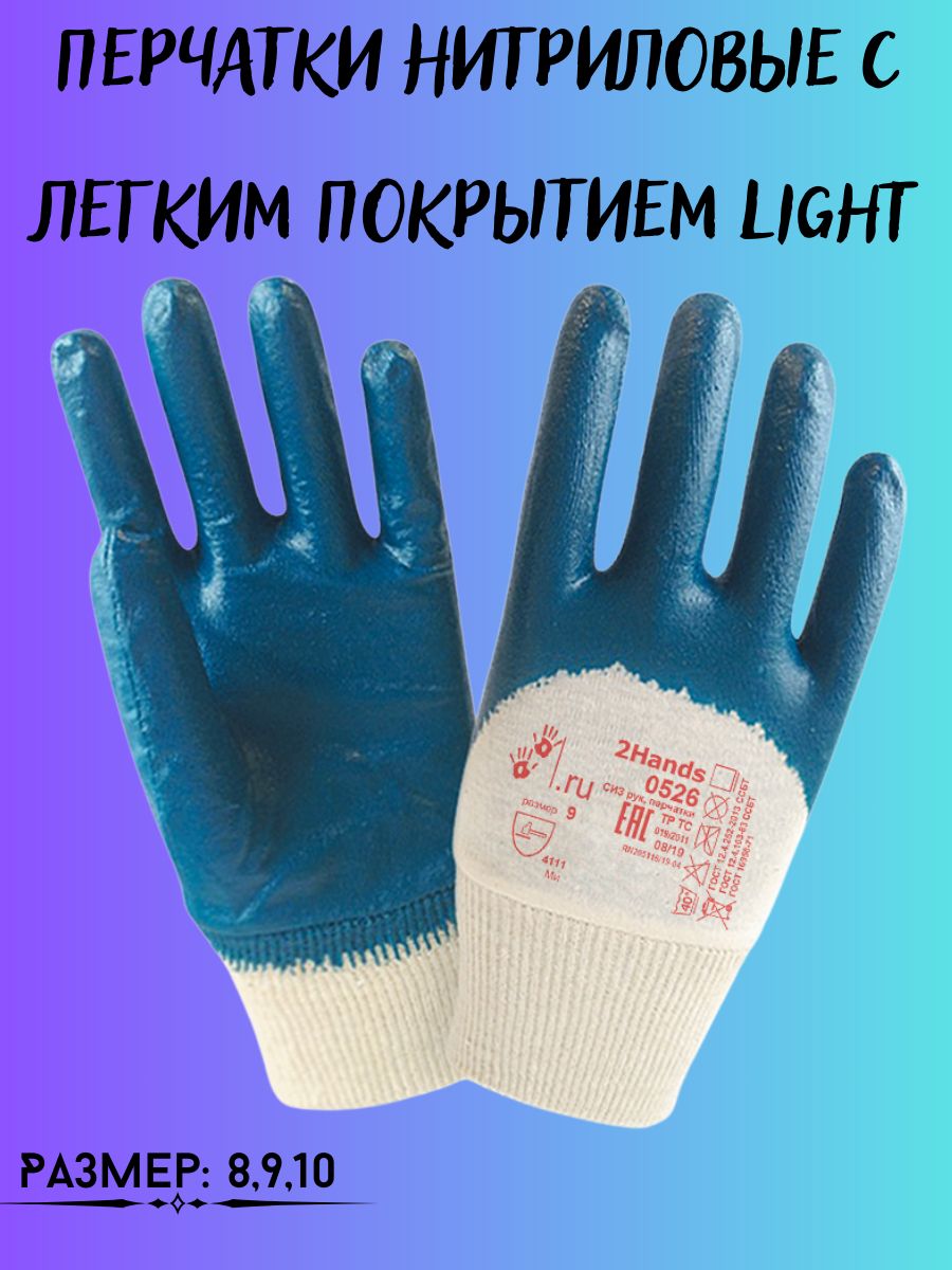 

Перчатки нитриловые с легким покрытием Light, 198234775_L_синий_белый