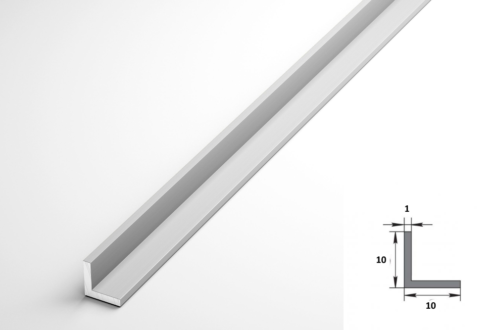 

Профиль уголок 10*10*1 Уп 01.2000.501л, Серебристый