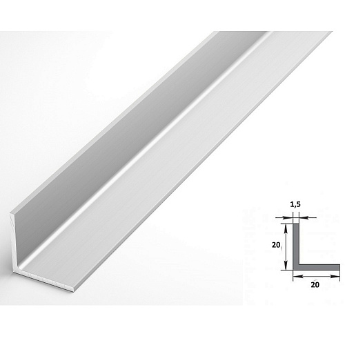 

Профиль уголок 20*20*1,5 Уп 06.2000.501л, Серебристый