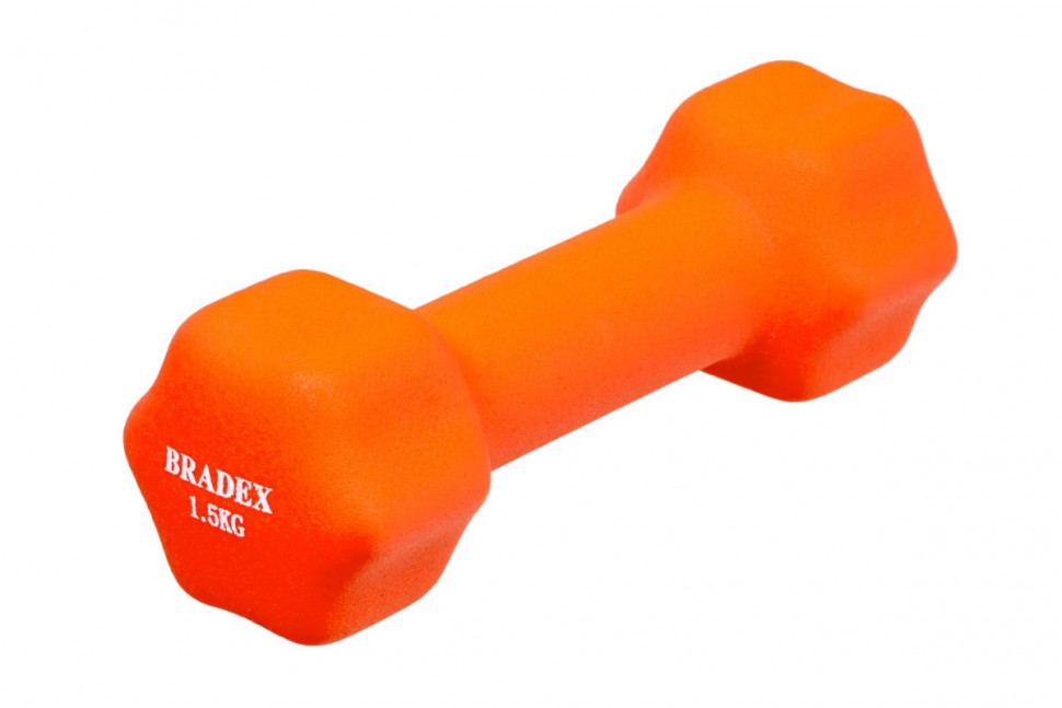 Неразборная гантель неопреновая Bradex SF 0541 1 x 1,5 кг, оранжевый