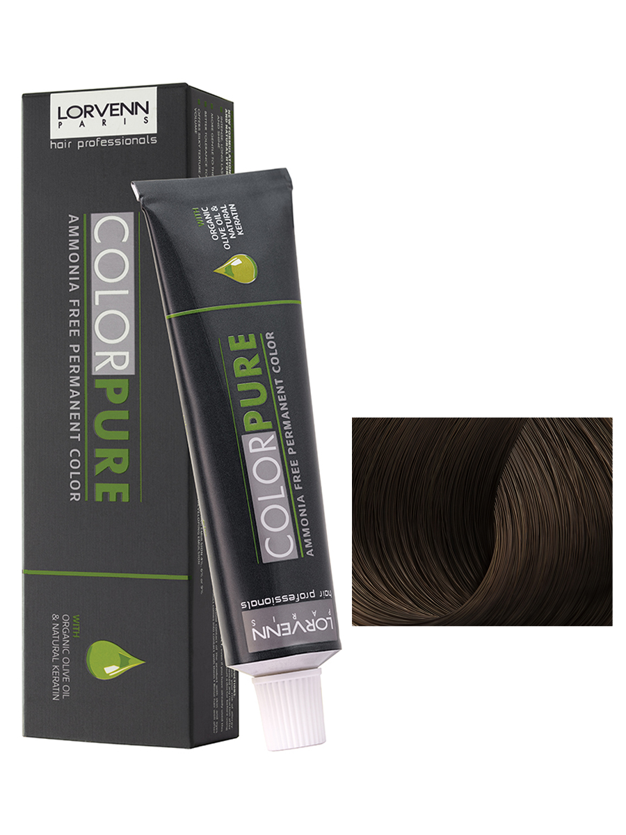 Краска LORVENN HAIR PROFESSIONALS COLOR PURE для окрашивания волос 6 темно-русый 50 мл adria ные контактные линзы color 3 tone pure hazel