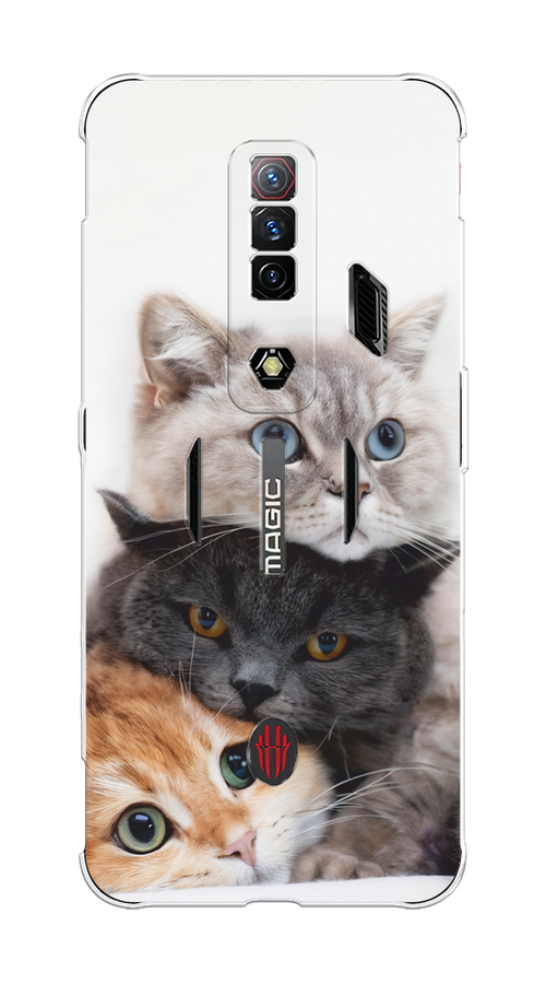 

Чехол на ZTE Nubia Red Magic 7S "Пушистые мордашки", Серый;черный;оранжевый, 136350-1