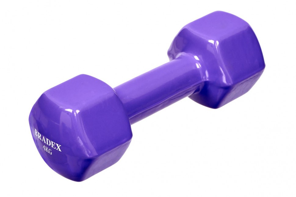 Неразборная гантель обрезиненная Bradex SF 0537 1 x 4 кг, фиолетовый