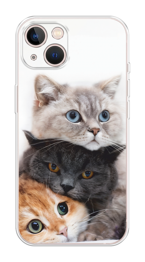 

Чехол на Apple iPhone 13 "Пушистые мордашки", Серый;черный;оранжевый, 14250-1