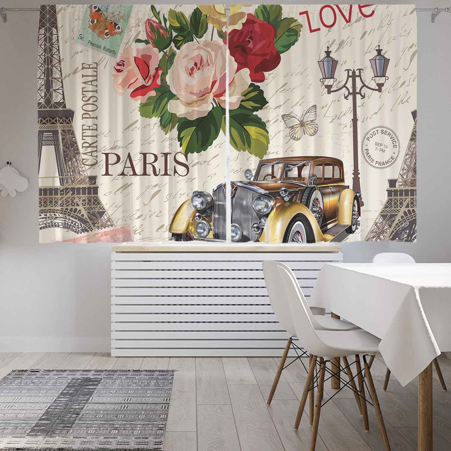 

Фотошторы короткие Love Paris 145х180 2 полотна сатен, Love Paris