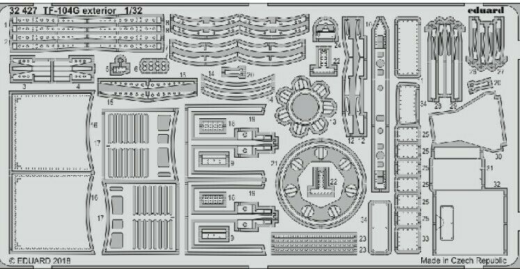 

Фототравление Eduard 32427 TF-104G экстерьер 1/32