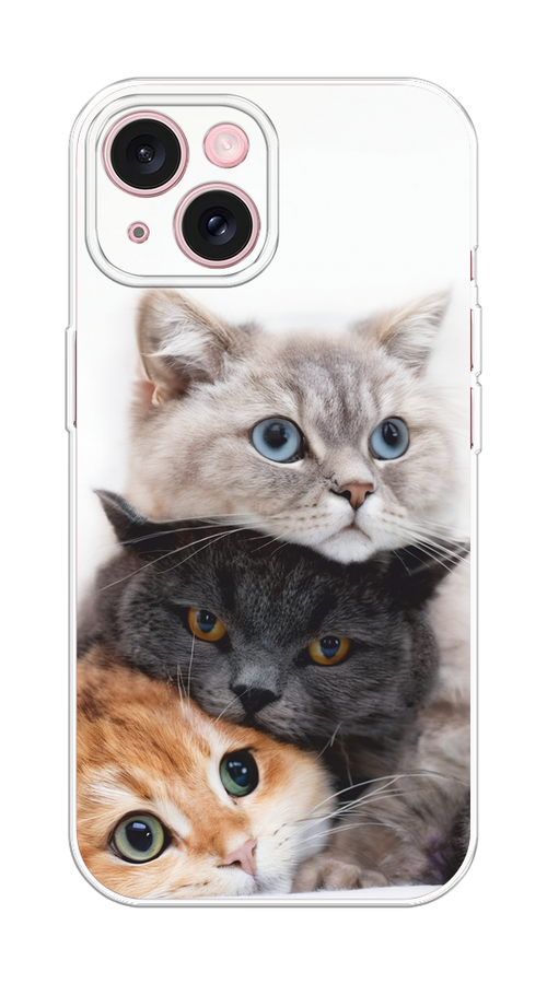 

Чехол на Apple iPhone 15 "Пушистые мордашки", Серый;черный;оранжевый, 15550-1