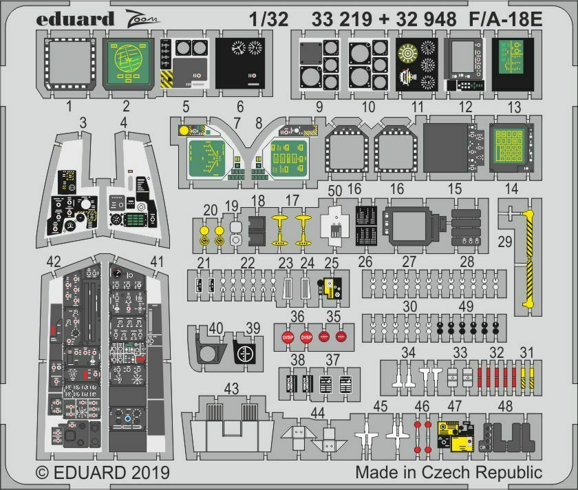 

Фототравление Eduard 32948 F/ A-18E интерьер 1/32, Цветной