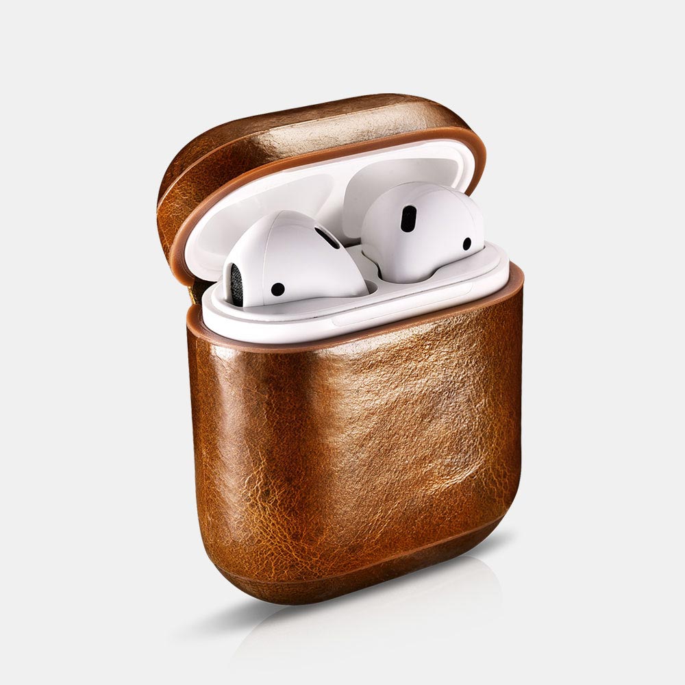 

Чехол IcareR для наушников Airpods 1/2 из масляно-восковой кожи, коричневый, IAP021