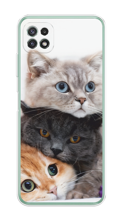 

Чехол на Samsung Galaxy A22s 5G "Пушистые мордашки", Серый;черный;оранжевый, 2104250-1