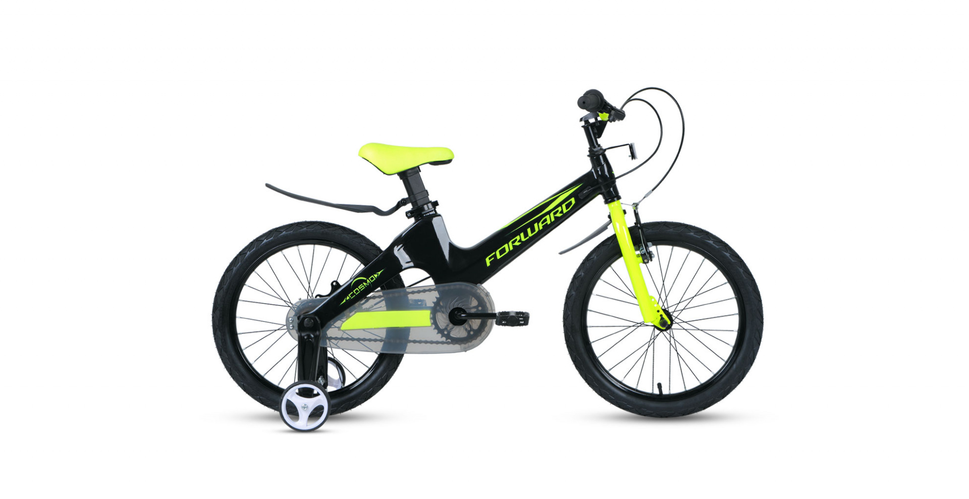 Детский велосипед Forward COSMO 16 2.0 2021 черный/зеленый велосипед двухколесный forward cosmo 12 2021