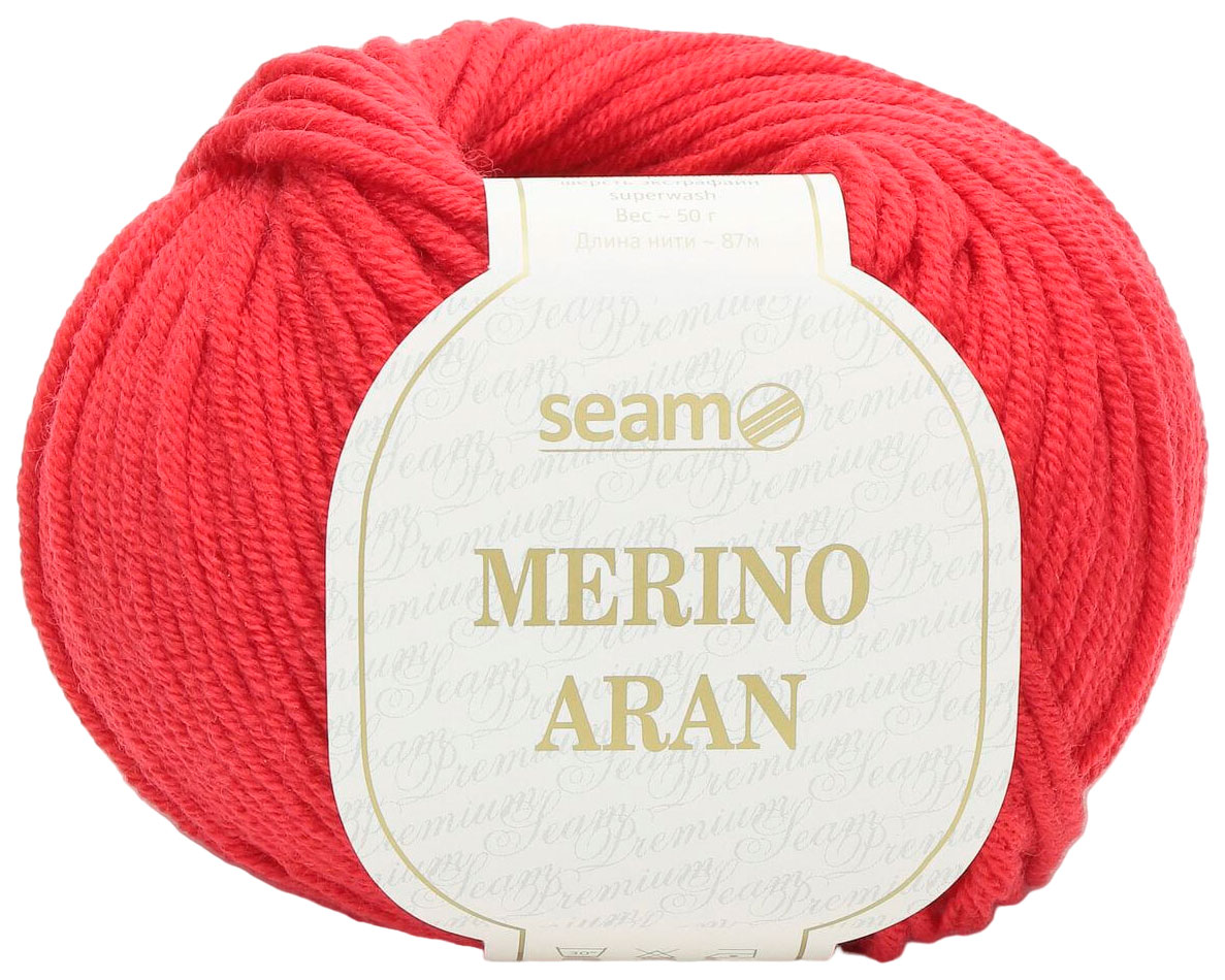 

Пряжа SEAM Merino Aran (16), кармин, 5 шт. по 50 г, Красный