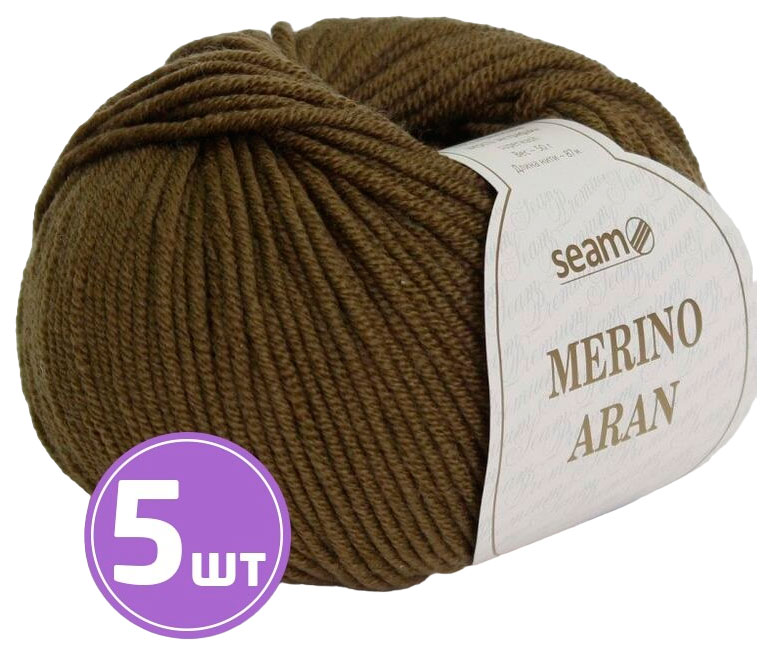 

Пряжа SEAM Merino Aran (24), светло-оливковый, 5 шт. по 50 г, Зеленый