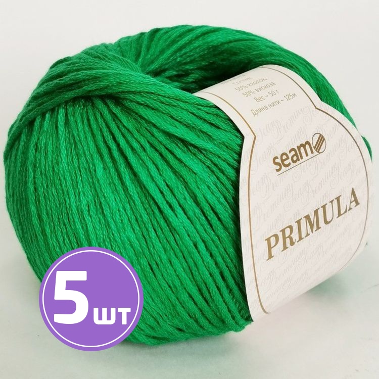 

Пряжа SEAM PRIMULA (1034), изумрудно-зеленый, 5 шт. по 50 г
