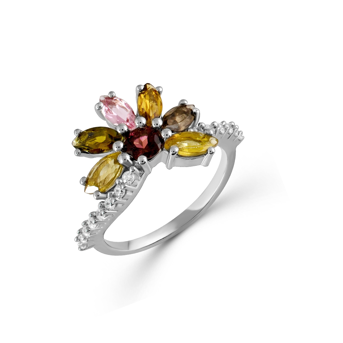 

Кольцо из серебра р. , Balex Jewellery 1410931853, турмалин\фианит, 1410931853