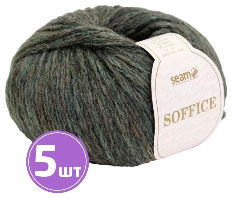 

Пряжа SEAM SOFFICE (77326), темно-зеленый меланж, 5 шт. по 50 г