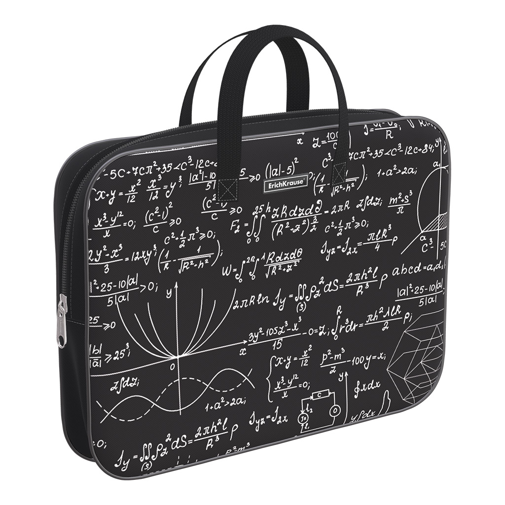 

Папка ErichKrause Algebra A4+ на молнии текстиль с ручками, Черный, с ручками-5