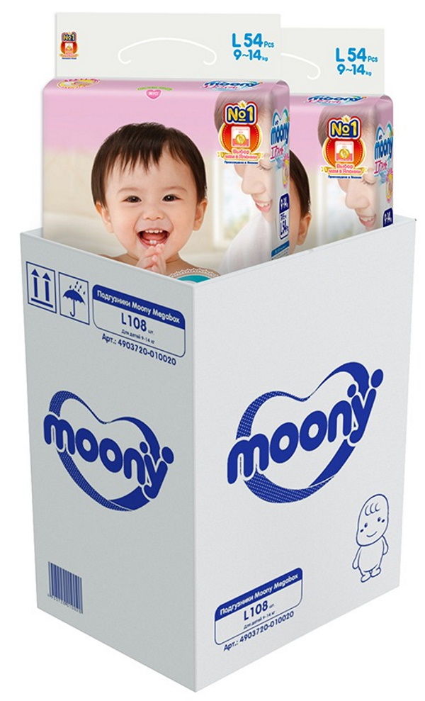 фото Подгузники moony megabox, р. 4, 9-14 кг, 108 шт