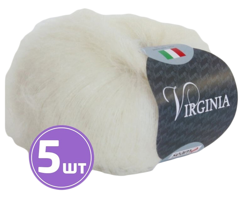 

Пряжа SEAM Virginia (02), суровый, 5 шт. по 25 г, Белый